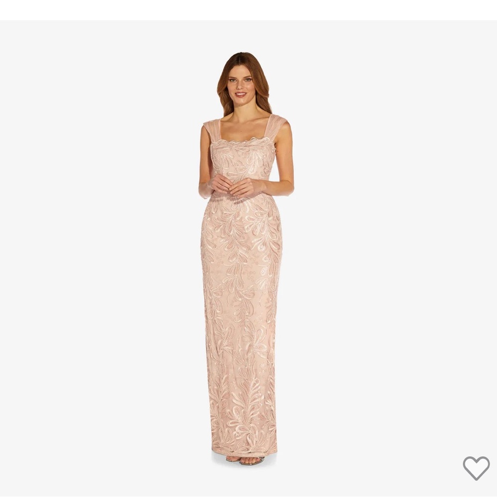 Gorgeous Blush Adrianna Papell Gown. Petite hemline. Mother of the Bride dress.